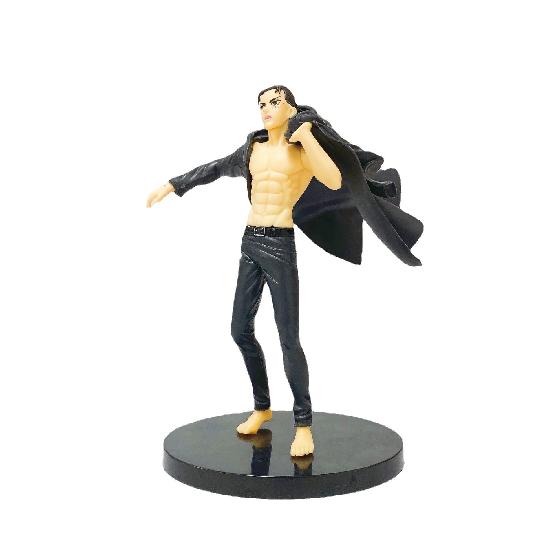 Anime Eren Jaeger Figure Final Season Black Cloak Dress Up Model Toy Anime PVC Action 185mm Figurine Toys Action Figure