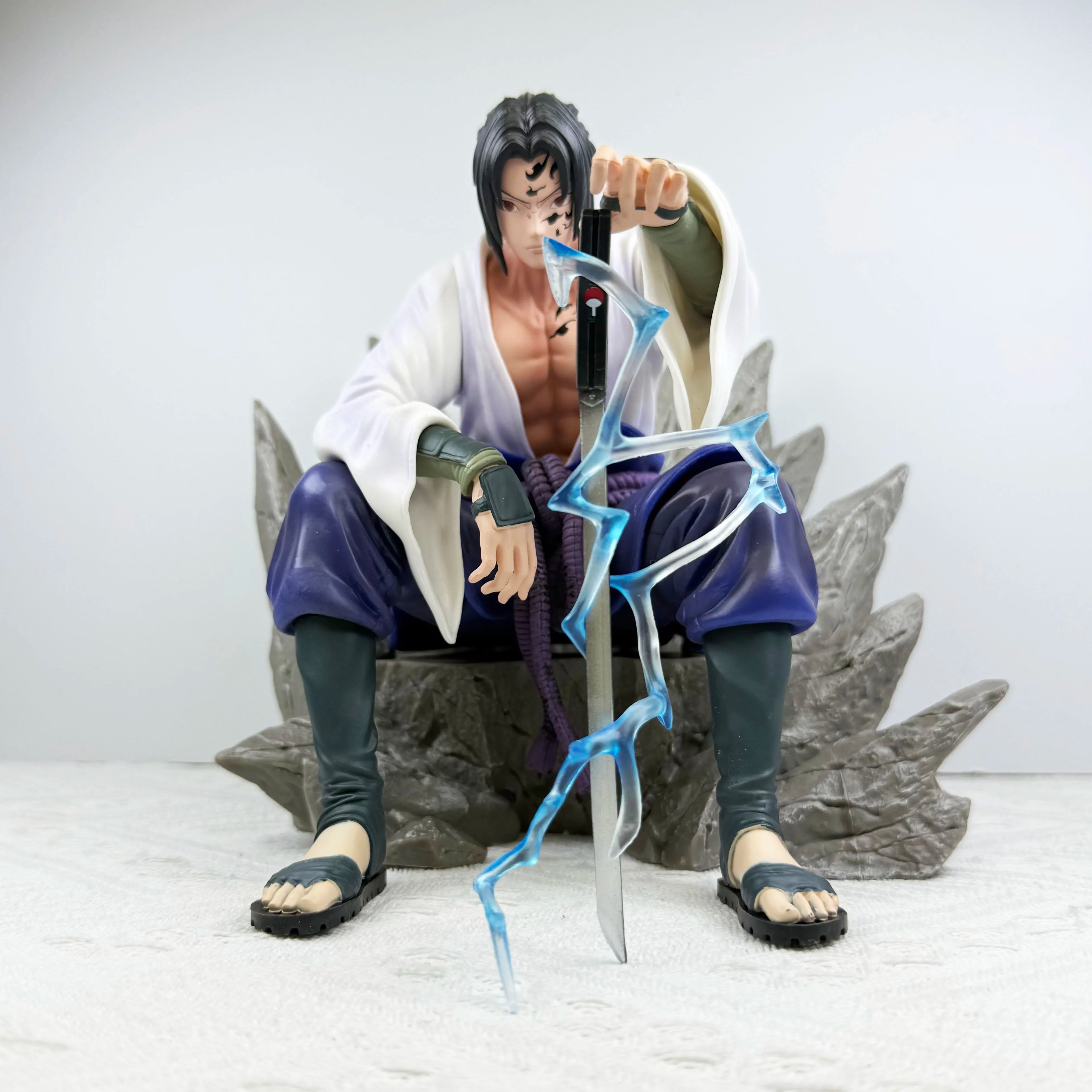 18cm NARUTO Uchiha Sasuke Mantra Seal Action Figure Sitting Pose Pvc Model Statue Collection Decoration Toys Gift Ornaments