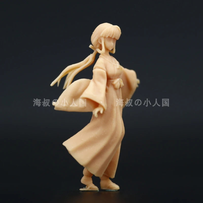 Anime Inuyasha Action Figures White Model Hand Drawn Coloring Micromodel Diorama Miniature Landscape Ornaments Toys 1/64 Scale