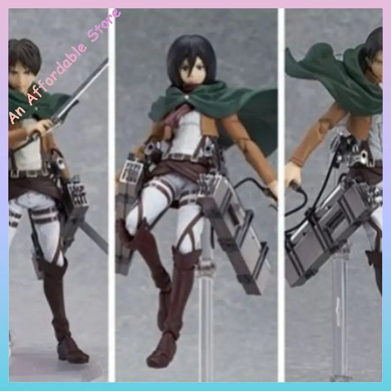 Attack On Titan Action Figure Figma Mikasa Ackerman 203 Eren Yeager 207 Captain 213 Model Statue Children Toys Birthday Gift