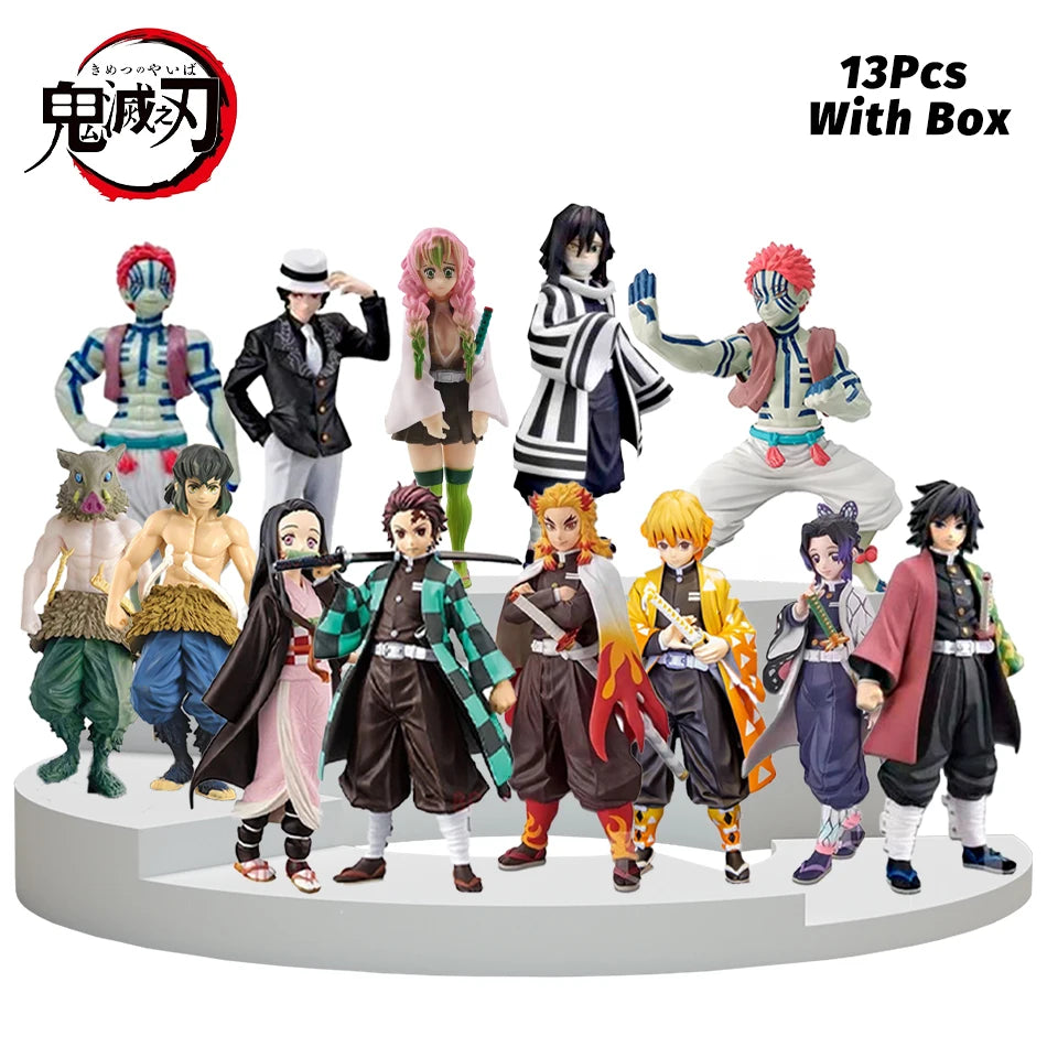 Demon Slayer Anime Action Figure - Kamado Tanjirou with Agatsuma Zenitsu And Nezuko PVC Model Toys Kimetsu No Yaiba Warriors
