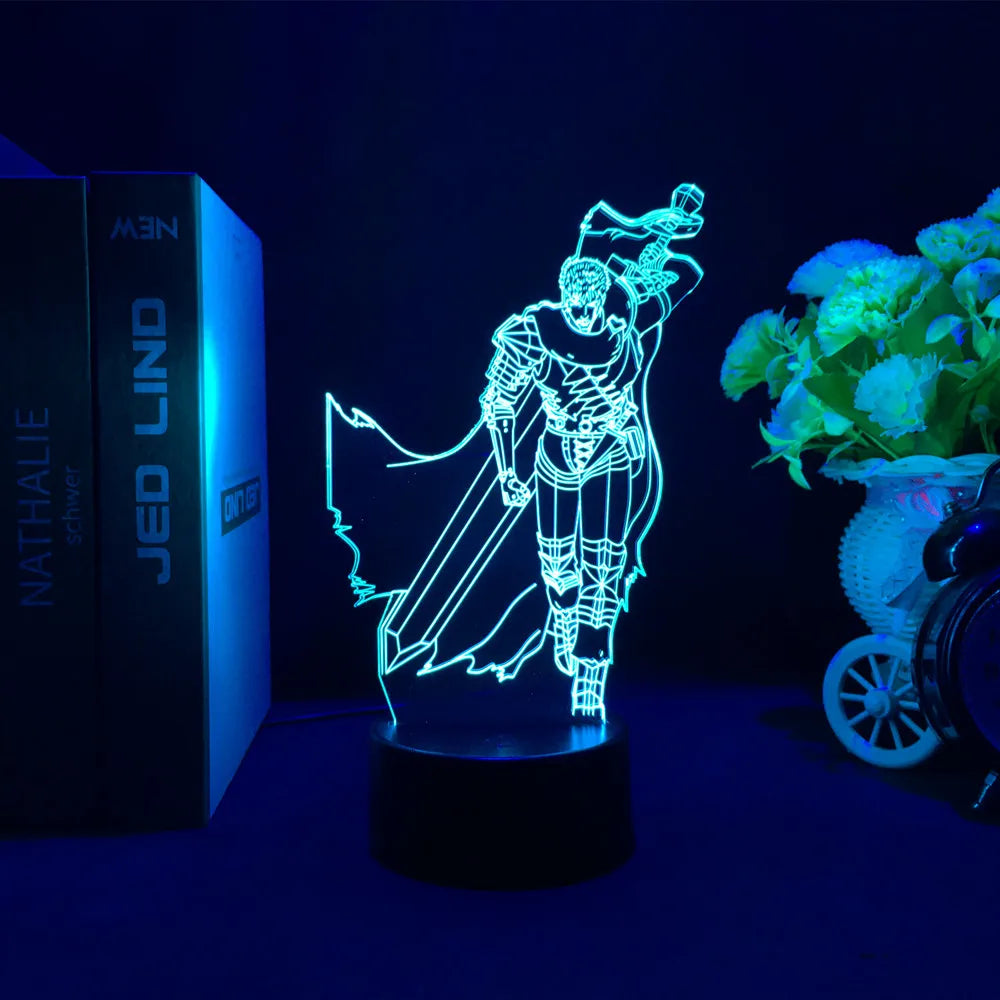 Anime Led Night Light Berserk Guts Acrylic Stand for Bedroom Decor Gift Colorful Action Figure Manga 3d Lamp
