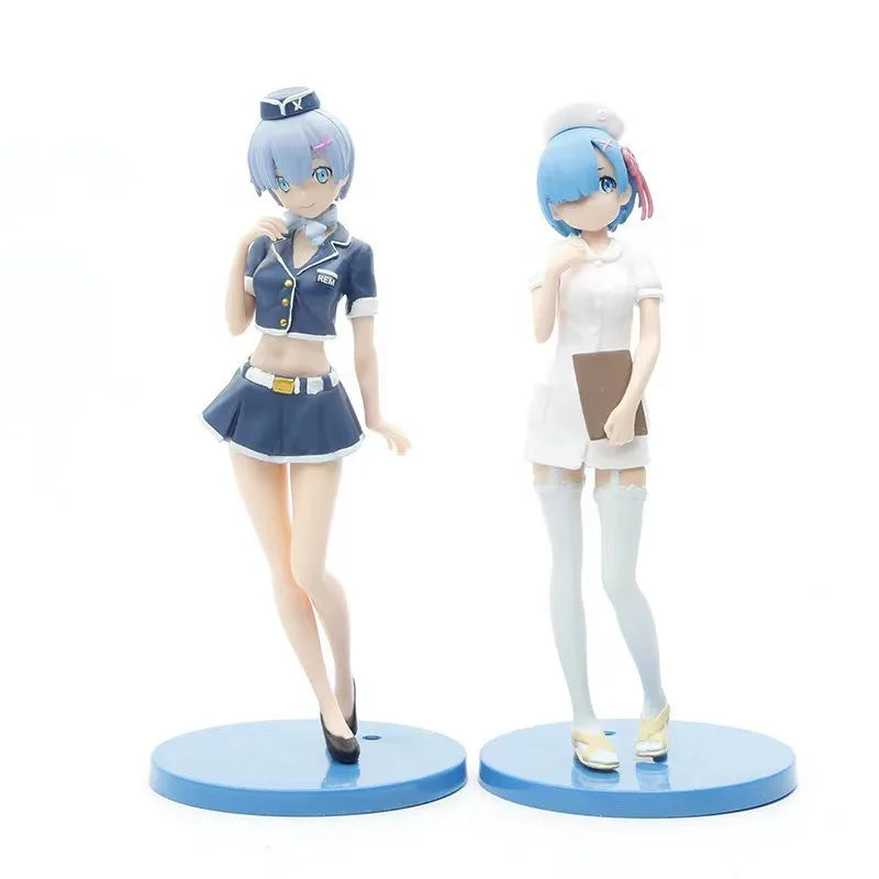 17cm Re:Life in a Different World From Zero Rem Ram Action Figure Toys Collection Christmas Gift Doll Emilia Nurse Uniform Model