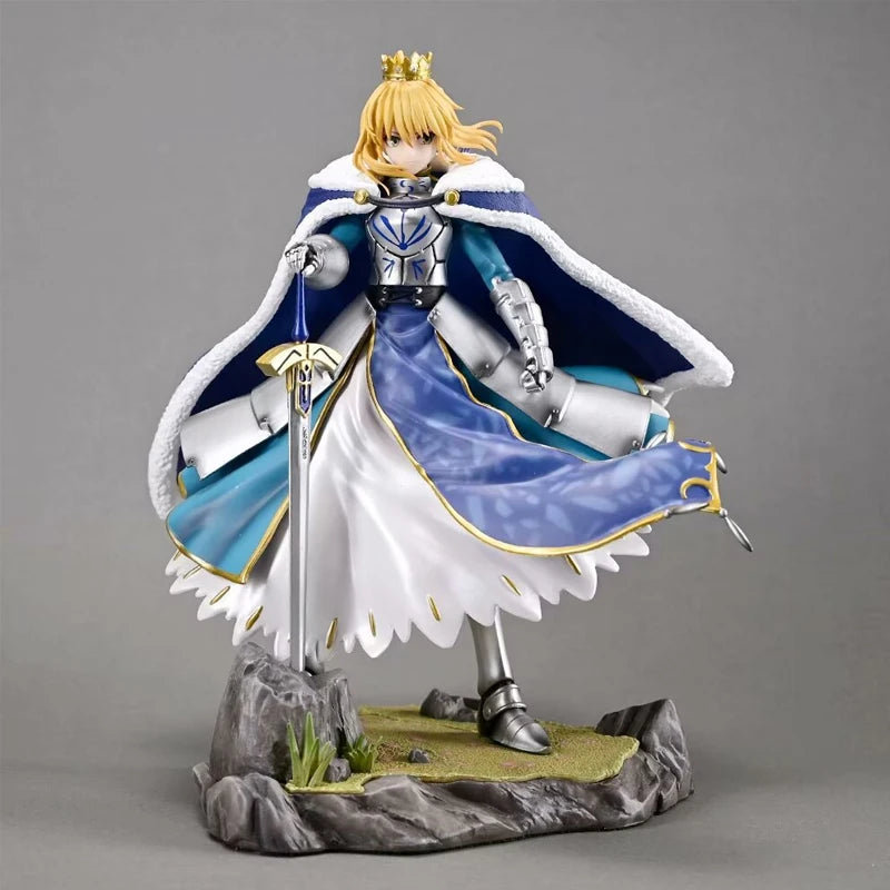 Fate Stay Night Anime Products King Arthur Altolia Pendragon Armor Saber Standing Posture 27cm Action Figures Ornament Toy Model