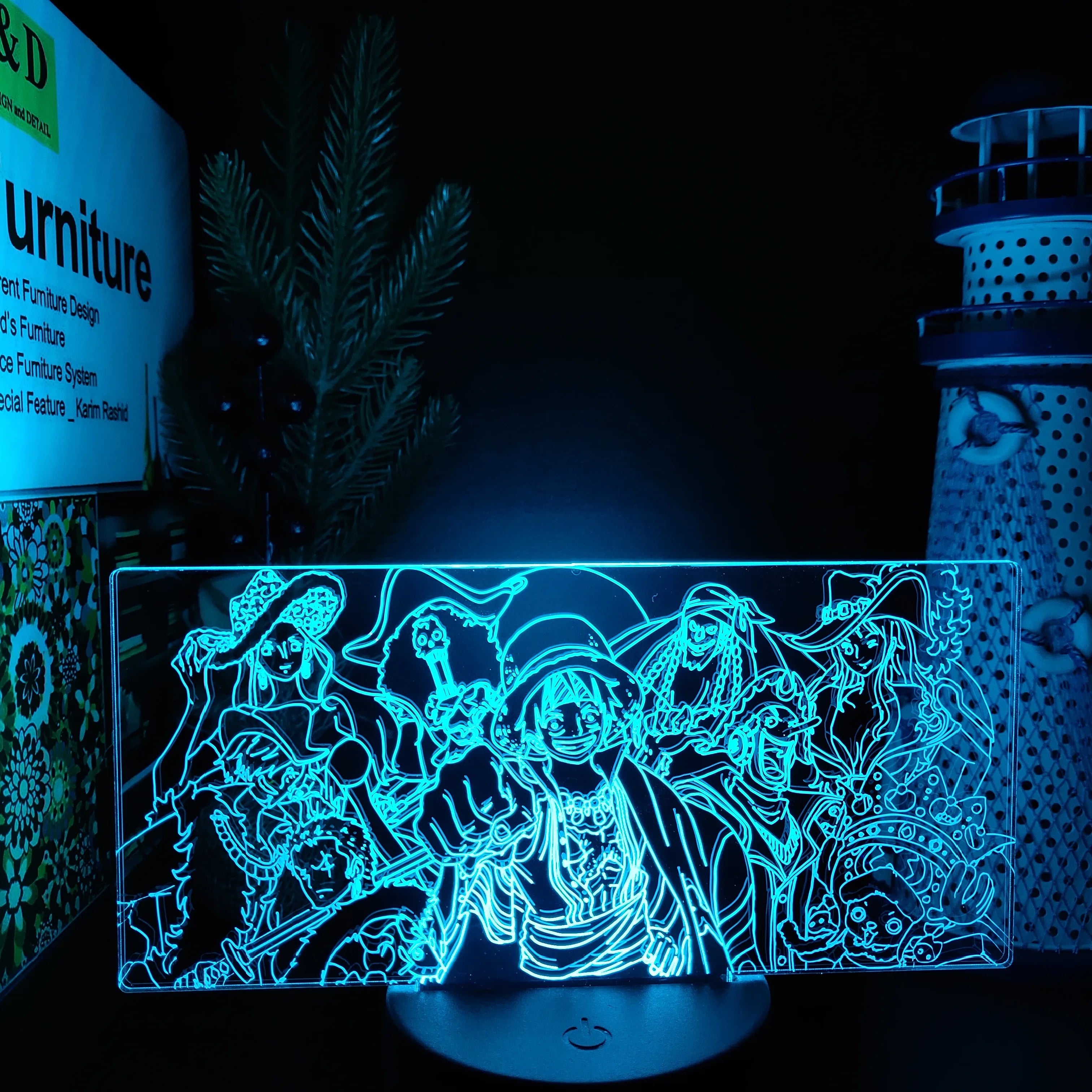 One Piece Zoro Luffy Nami Anime Night Lights Action Figure 3D LED Color Changing Toys Doll Usopp Sanji Chopper Hancock Xmas Gift