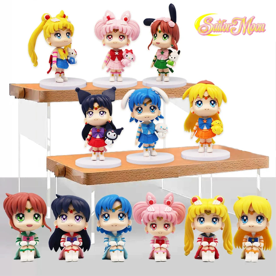 6 PCS/Set Pretty Guardian Sailor Moon 7cm Anime Figure Tsukino Usagi Chibiusa Hino Rei Kino Makoto Figurine Kids Toy