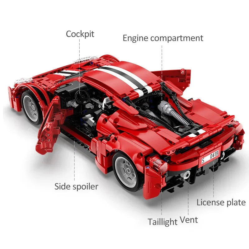 Cada 1126 PCS CITY Compatible RC Car Building Blocks Technical STEM Remote Control Toys Gift Red Supercar Bricks For Children