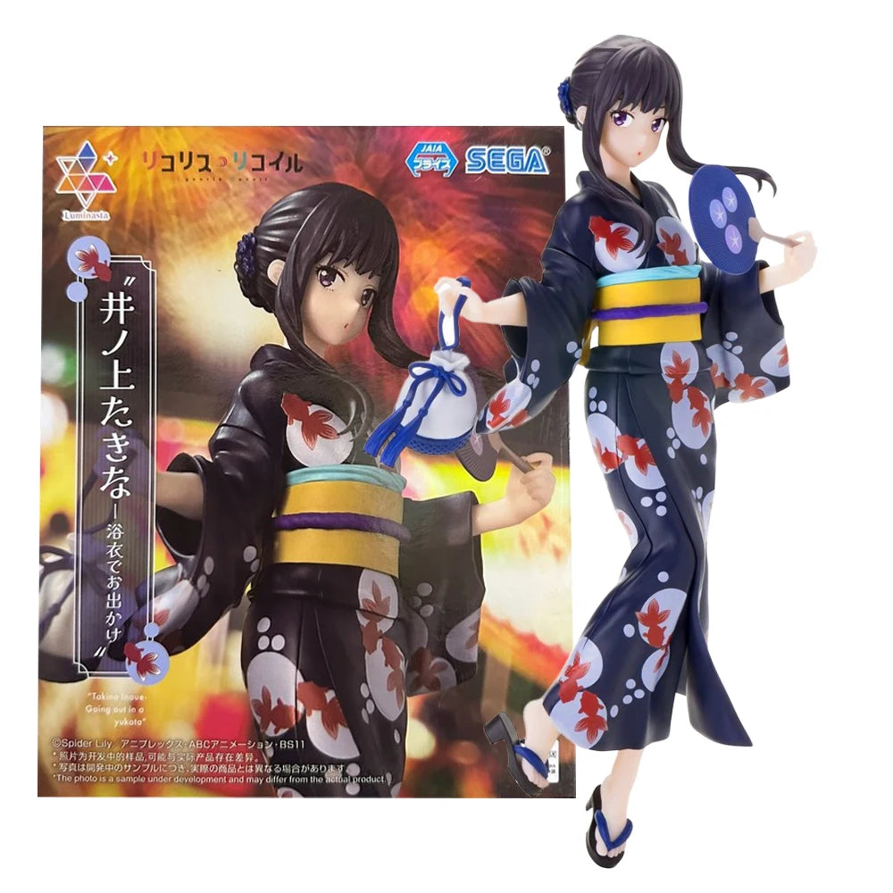 19CM Anime Lycoris Recoil Inoue Takina Figure Luminasta Yukata de Odekake Cheongsam Dress Up Model Toy Doll Action Figure