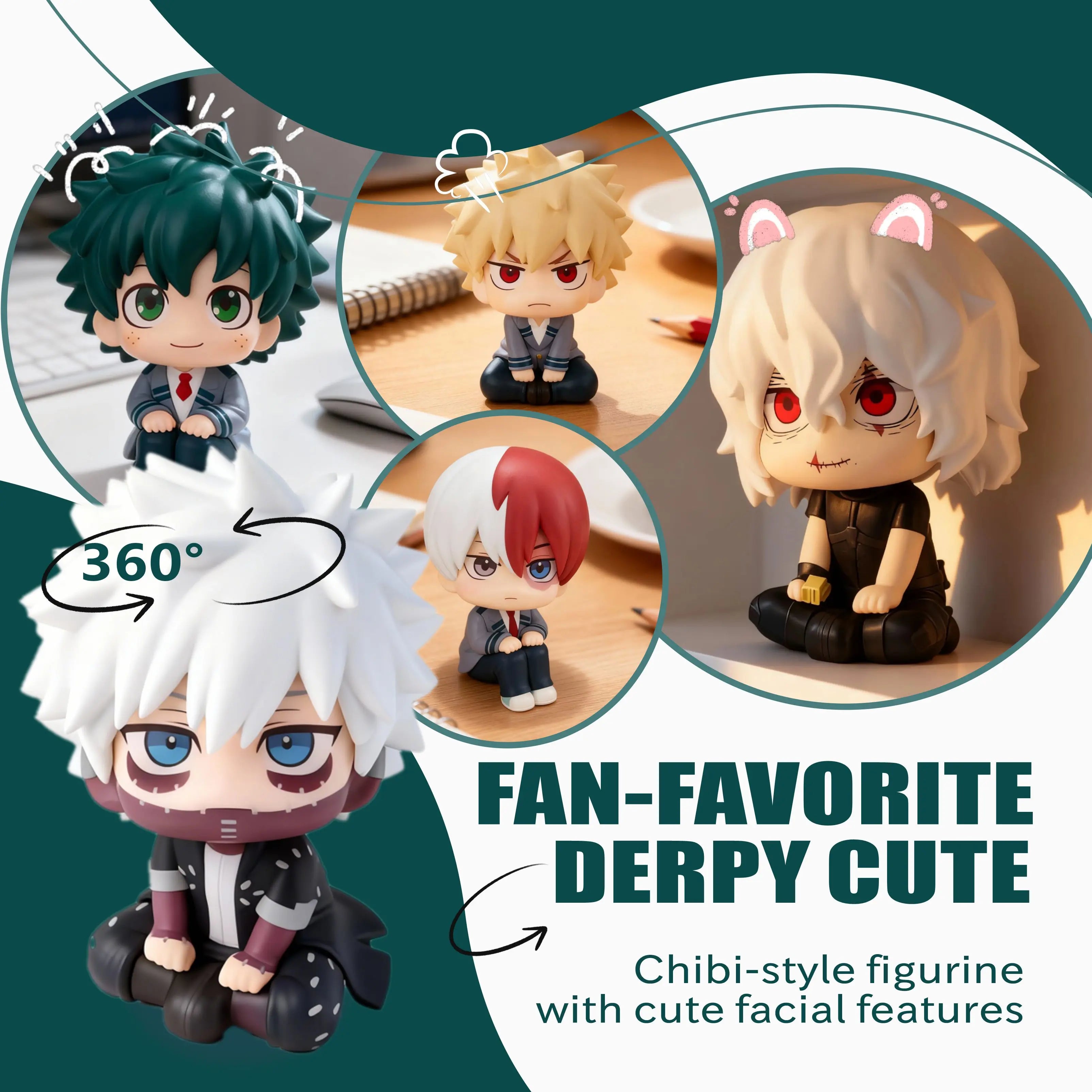 9.5CM   Tomura Shigaraki / Izuku Midoriya / Katsuki Bakugo  My Hero Academia Cute Chibi PVC Figurine | Collectible Toy Model