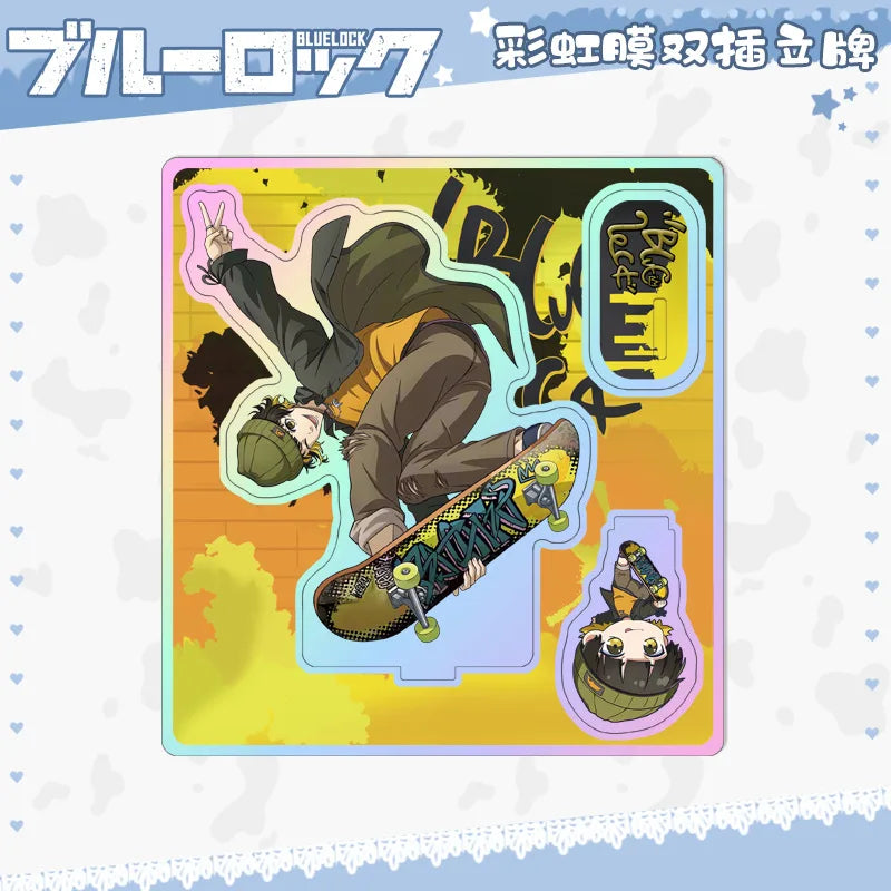 15cm Anime BLUE LOCK Figure Stand Model Isagi Yoichi Bachira Meguru Skateboard Birthday Tabletop Decoration Christmas Gift Toy