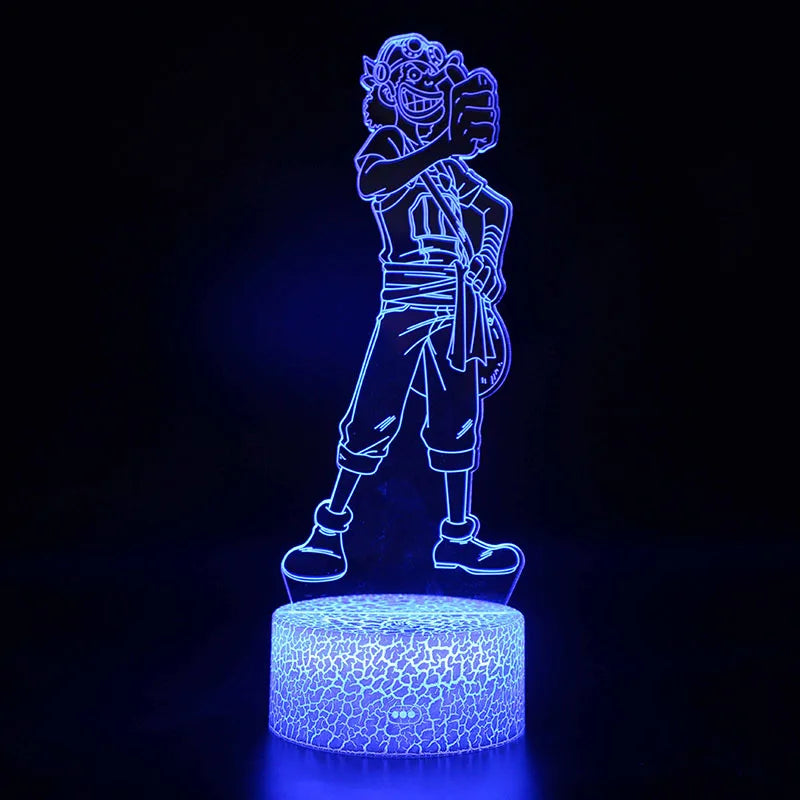 One Piece Zoro Luffy Nami Anime Night Lights Action Figure 3D LED Color Changing Toys Doll Usopp Sanji Chopper Hancock Xmas Gift