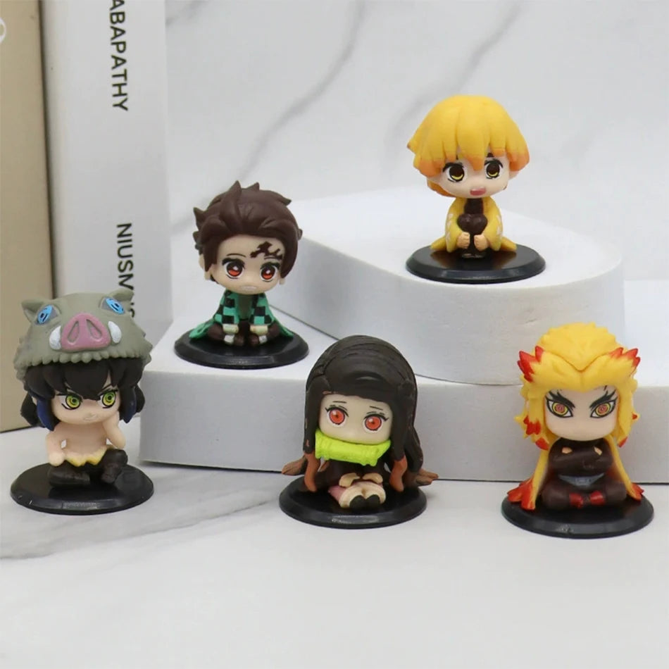 Q Posket Figure Wholesale Demon Slayer Mini Figurine 5Pcs 10Pcs 12Pcs 15Pcs Sets Kimetsu No Yaiba Small PVC Dolls Desktop Decora
