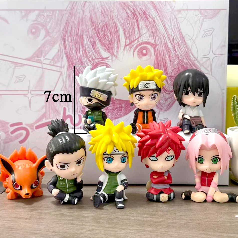 8pcs Set Anime Naruto Figure Kakashi Sasuke Uchiha Itachi Gaara Haruno Sakura Action Figural Q Version PVC Model Kids Toys Gift