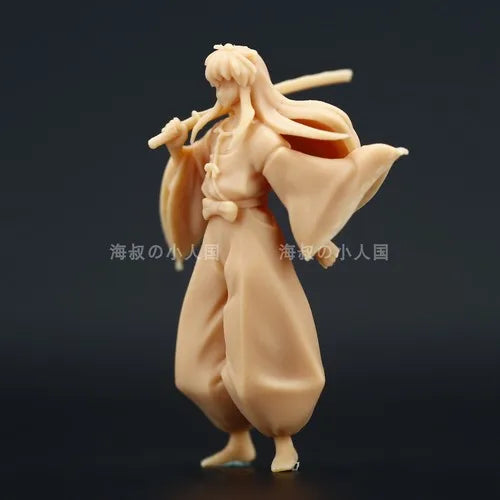 Anime Inuyasha Action Figures White Model Hand Drawn Coloring Micromodel Diorama Miniature Landscape Ornaments Toys 1/64 Scale