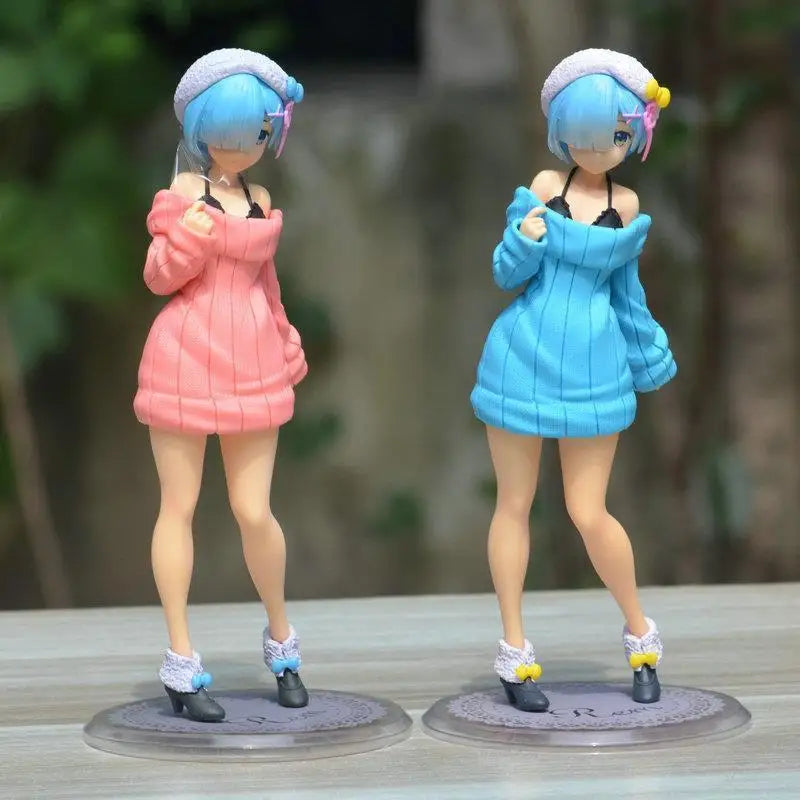 23CM Anime Re:Zero kara Hajimeru Isekai Seikatsu Rem Knit Dress Ver Three Color Set Toy Gift Collection Action Figure