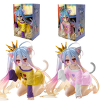 NO GAME NO LIFE 13cm White Action Figure Cat Ear T-shirt Ver. Figurine Collection Model Toy Kawaii Doll Desktop Decoration Gift