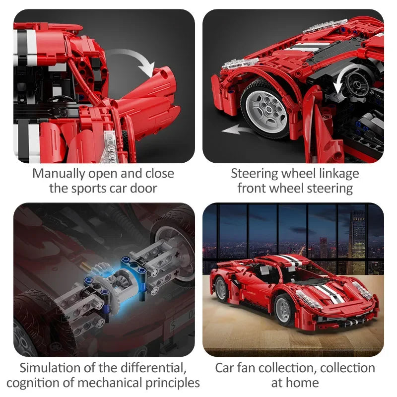 Cada 1126 PCS CITY Compatible RC Car Building Blocks Technical STEM Remote Control Toys Gift Red Supercar Bricks For Children