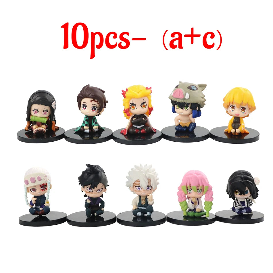 Q Posket Figure Wholesale Demon Slayer Mini Figurine 5Pcs 10Pcs 12Pcs 15Pcs Sets Kimetsu No Yaiba Small PVC Dolls Desktop Decora