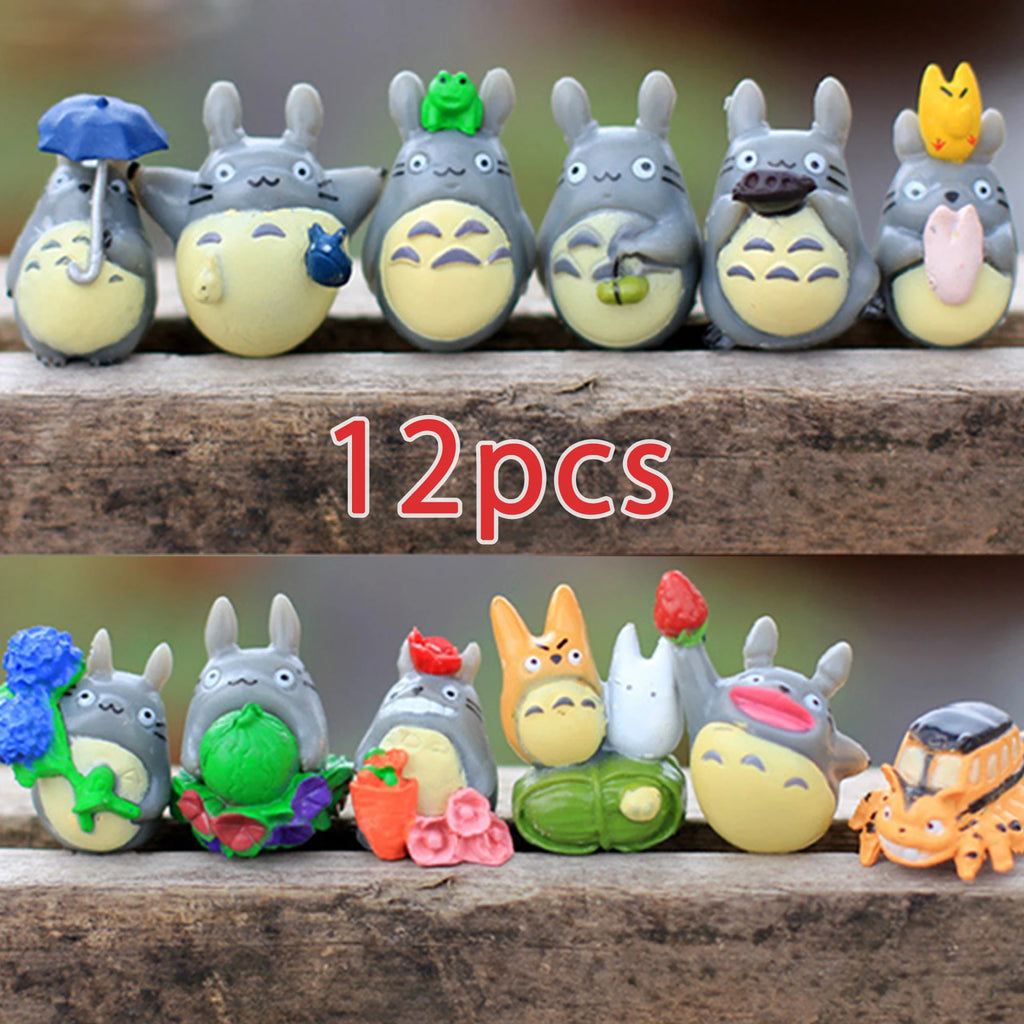 1-12pcs Anime Miyazaki Hayao Series Totoro Figure Mini Statue Cute Toys Room Ornaments Pvc Figures Toy Kid Gifts Collecctibles