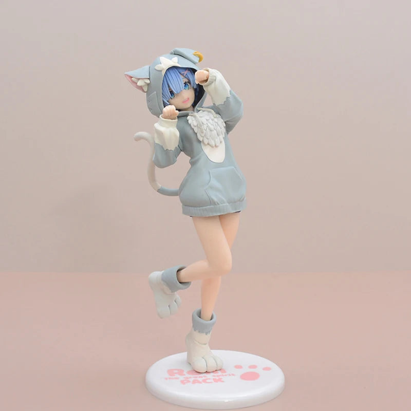 @ 22cm Re:ZERO Starting Life in Another World Ram/Rem Anime Girl Figure Fluffy Pack Ram/Rem Action Figure Adult Model Toys Gifts