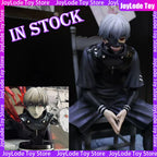In Stock 19CM Ghoul Anime Figure Kaneki Ken Figurine Sitting Posture 2 Heads Arms PVC Statue Decor Collection Model Gift Toys