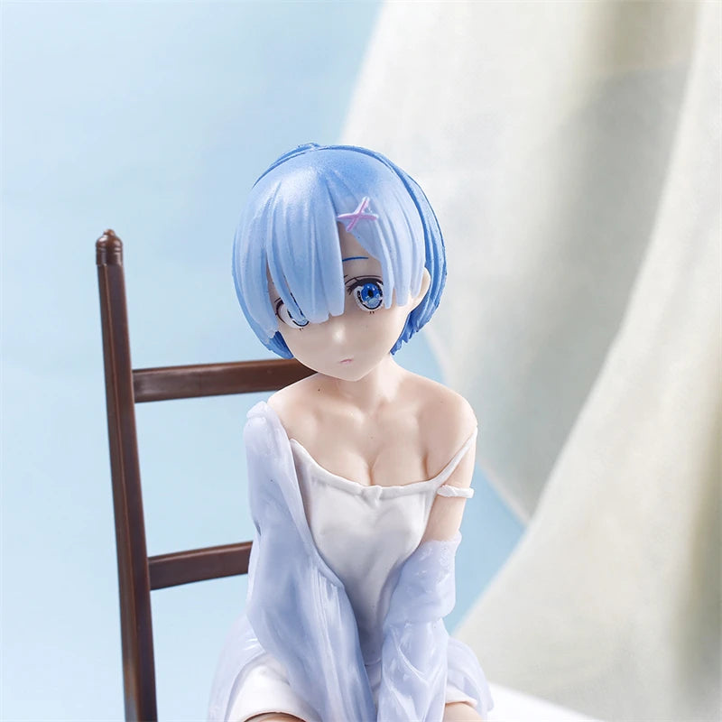 17cm Anime Re: Life In A Different World From Zero Rem Sit On Chairs Action Figures Collection PVC Model Kids Toy Christmas Gift