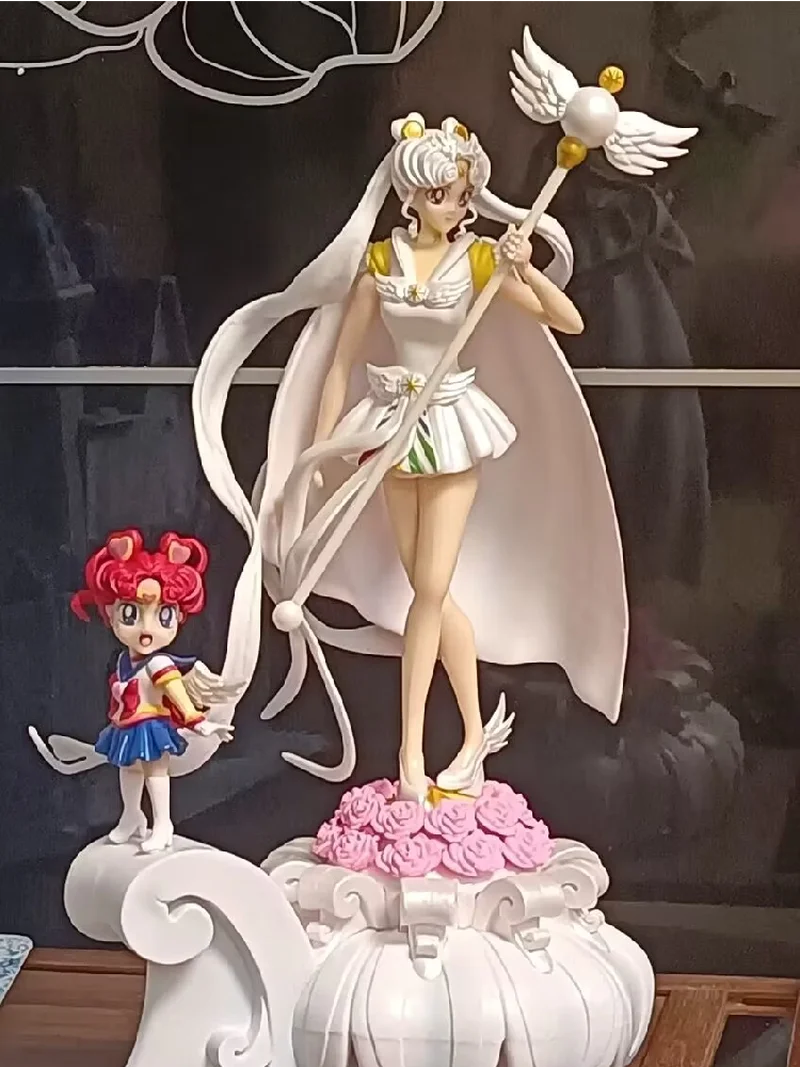 New 37cm Anime Sailor Moon Figure Tsukino Usagi Sailor Universe Scene Model Dolls Wedding Dress Gk Action Figurines Toys Gifts