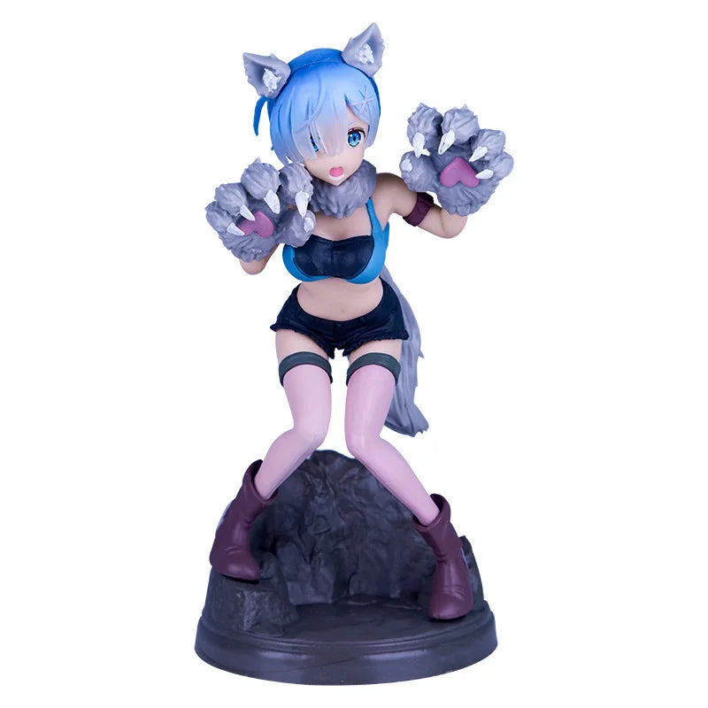 Anime Re:Zero kara Hajimeru Isekai Seikatsu Figure Rem Gray Wolf Model Halloween Dresses Action Figure Collection Gift Toy 19CM