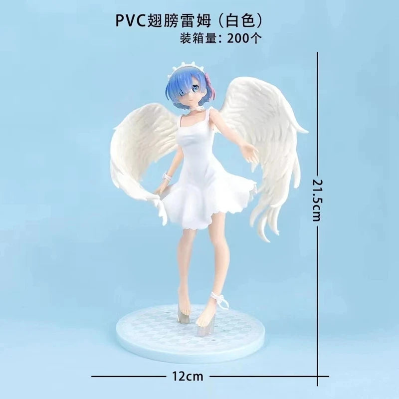 21CM Ghost Angel Rem Anime Figure Re:Life In A Different World From Zero Dress Wings Standing Model Toy PVC Collection Ornaments