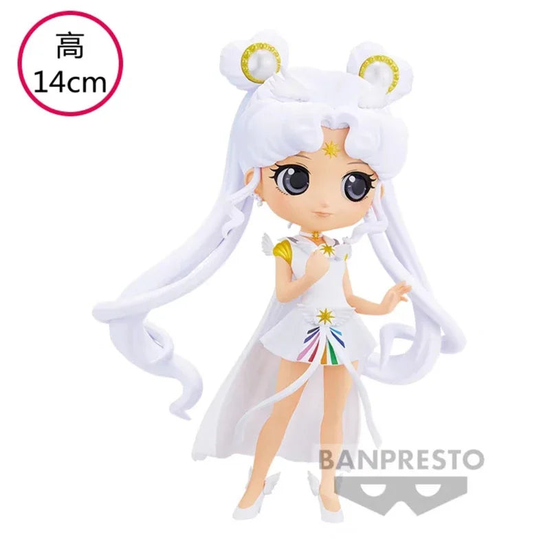Original Bandai Sailor Moon Figure Q Posket Tsukino Usagi Cosmos Princess Ver Collection Customization Model Action Figurine