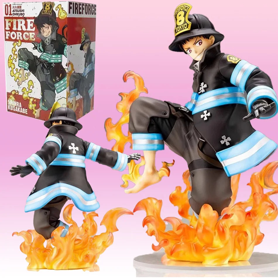 16CM Shinra Kusakabe Figure Anime Fire Force Special Effect Blood Desktop Doll Golf Model Toy Gift Collection Ornaments PVC
