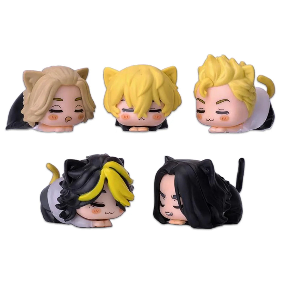 6Pcs/1Set Anime Tokyo Avengers Q Version Napping Caty Manjiro Sano Model Baji Keisuke Toys Lying Down Set Ornament Car Doll