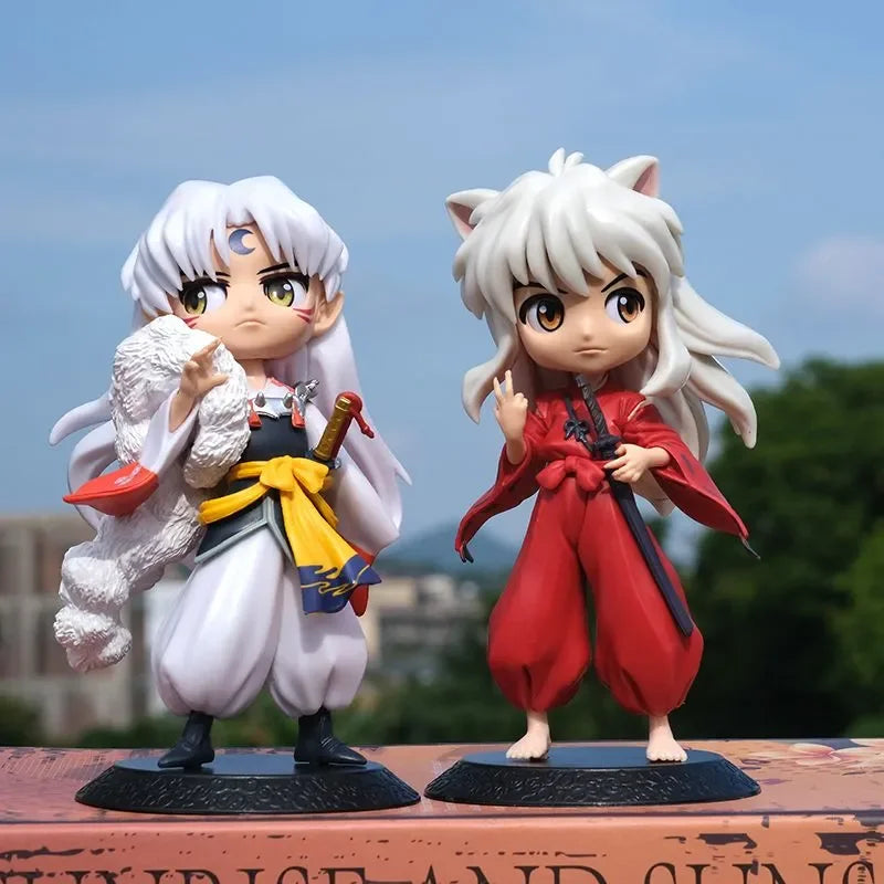 14cm Inuyasha Sesshomaru Kagome Zhuye Kawaii Anime Figure Gk Statue Model Toy Figures Ornaments Collect Office Decorations Gifts