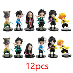 6pcs/12pcs/Sets Q Posket Figure Wholesale Demon Slayer Mini Figurine Kimetsu No Yaiba Small PVC Dolls Desktop Decoration