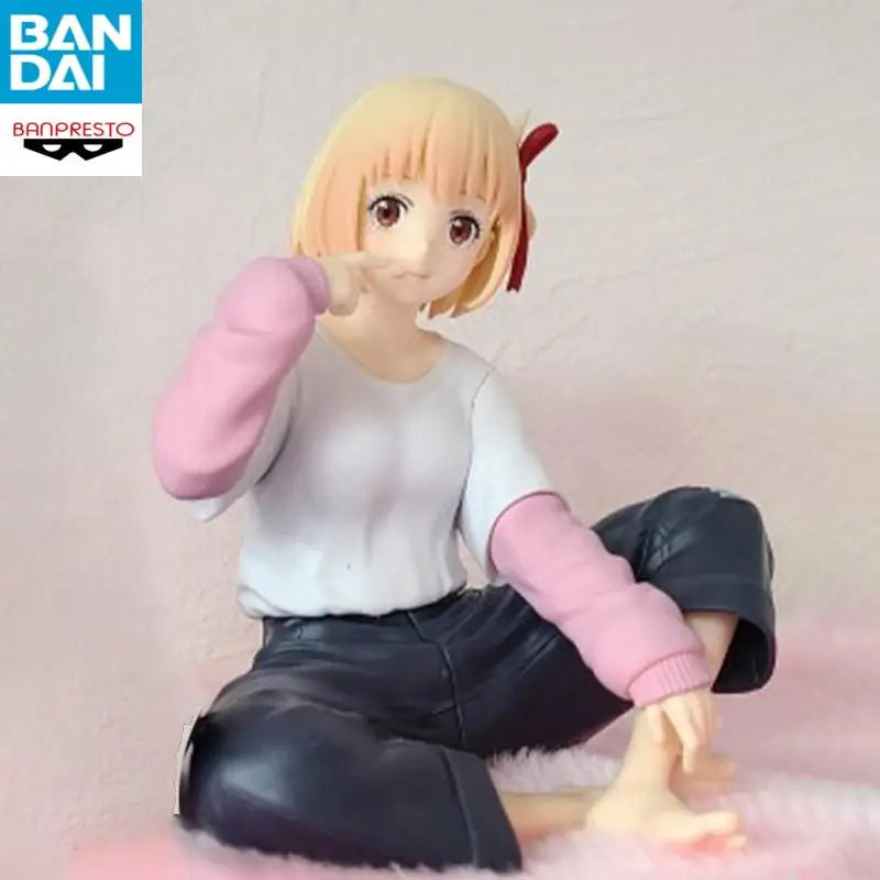 In Stock Bandai Lycoris Recoil Relax Time Inoue Takina Nishikigi Chisato About 11Cm Original Figure Model Sitting Posture Doll