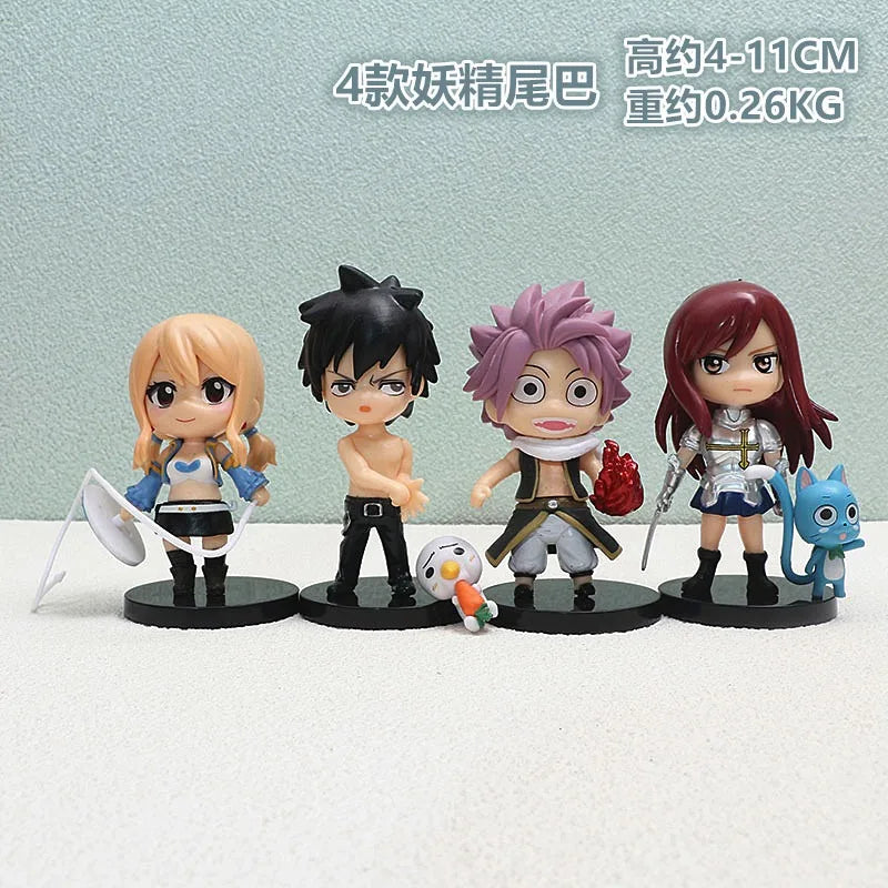 4Pcs Anime FAIRY TAIL Figure Etherious Lucy Heartfilia Model Toys Erza Scarlet Gray Fullbuster Set Desktop Decorations