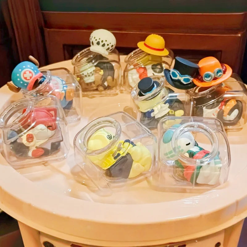 N Stock 100% Genuine Mh OnePiece Anime Figurine Pirate King Straw Hat Luffy Bottle Cat Goodnight Series Blind Box Cute Gift