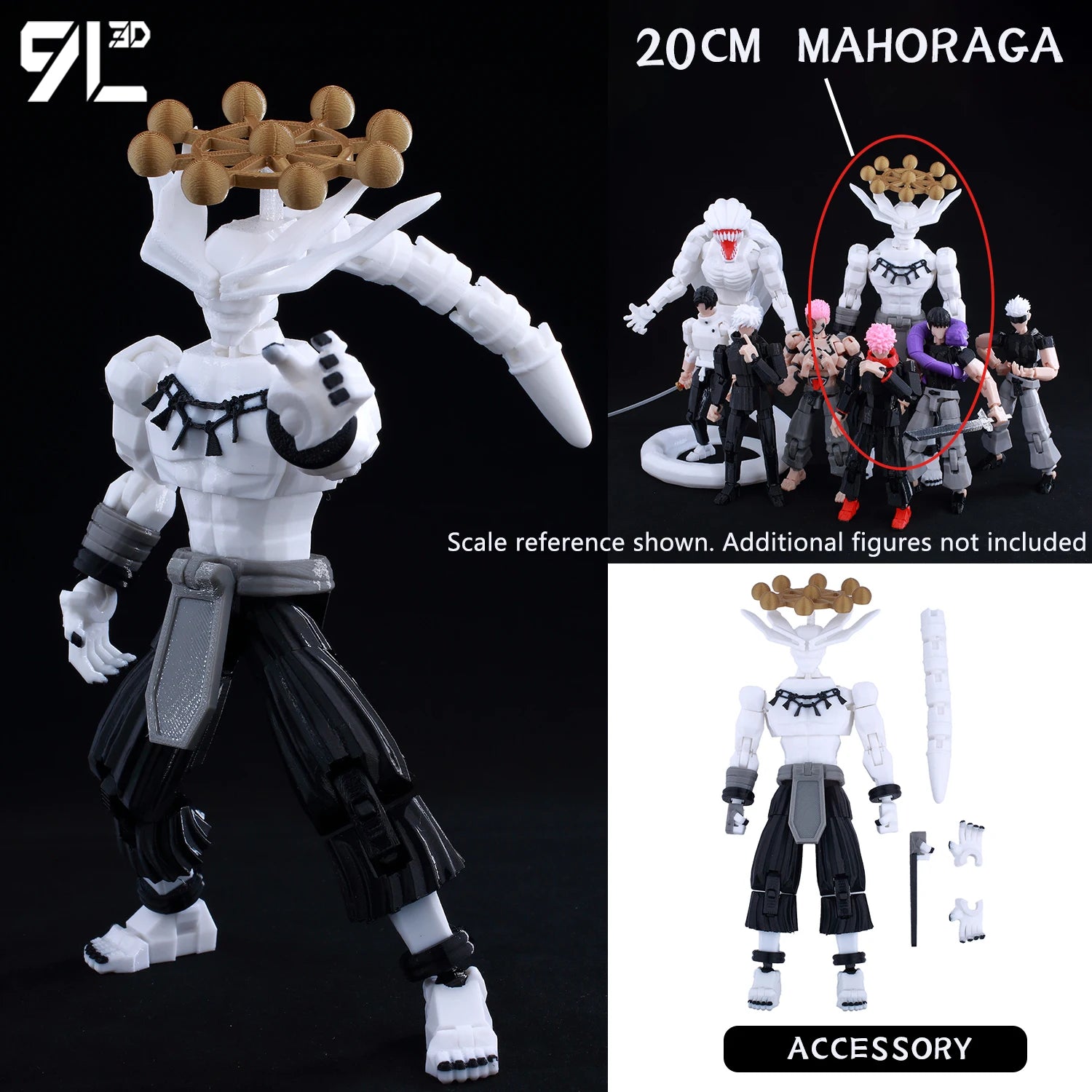 9L3D Printed Jujutsu Kaisen Mahoraga Figure Dummy13 Lucky13 Multi-Jointed Poseable Anime Model Collectible Toy Gift