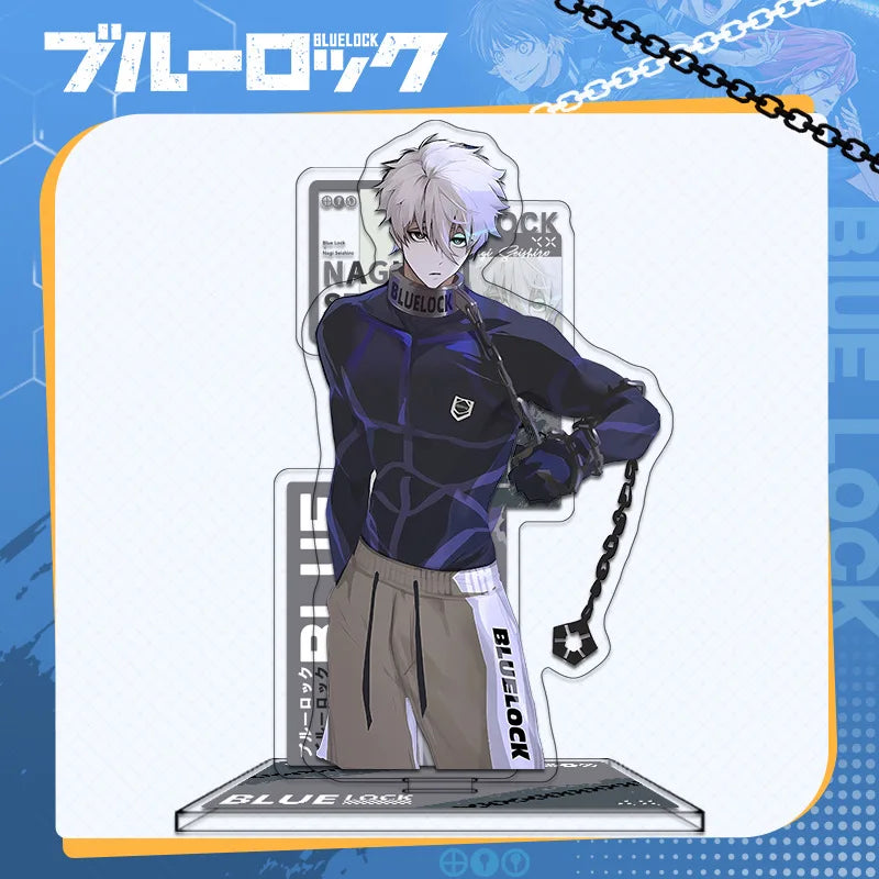 15cm Blue Lock Anime Peripheral Figure Isagi Chigiri Bachira Nagi Karasu Acrylic Stand Figure Desk Ornament Model Toy Kids Gift