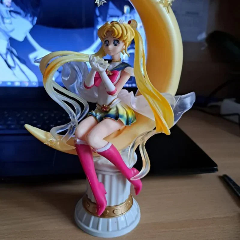 19.5cm Sailor Moon Tsukino Usagi Anime Figure Princess Serenity Statue Pvc Action Figurine Collectible Model Toys Doll Gift