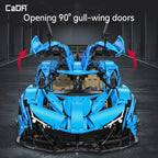 Cada 3865PCS 1:8 City Blue Racing Car V12 Hypercar Model Building Blocks Famous Supercar Sports Vehicle Bricks Toys Gifts