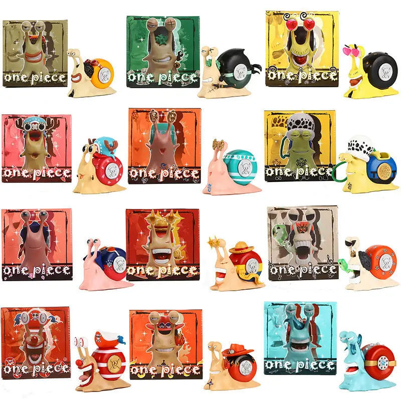 One Piece Den Den Mushi Anime Figure Luffy Ace Zoro Law Buggy Manga Statue Pvc Action Figurine Collection Model Toy Doll Gift
