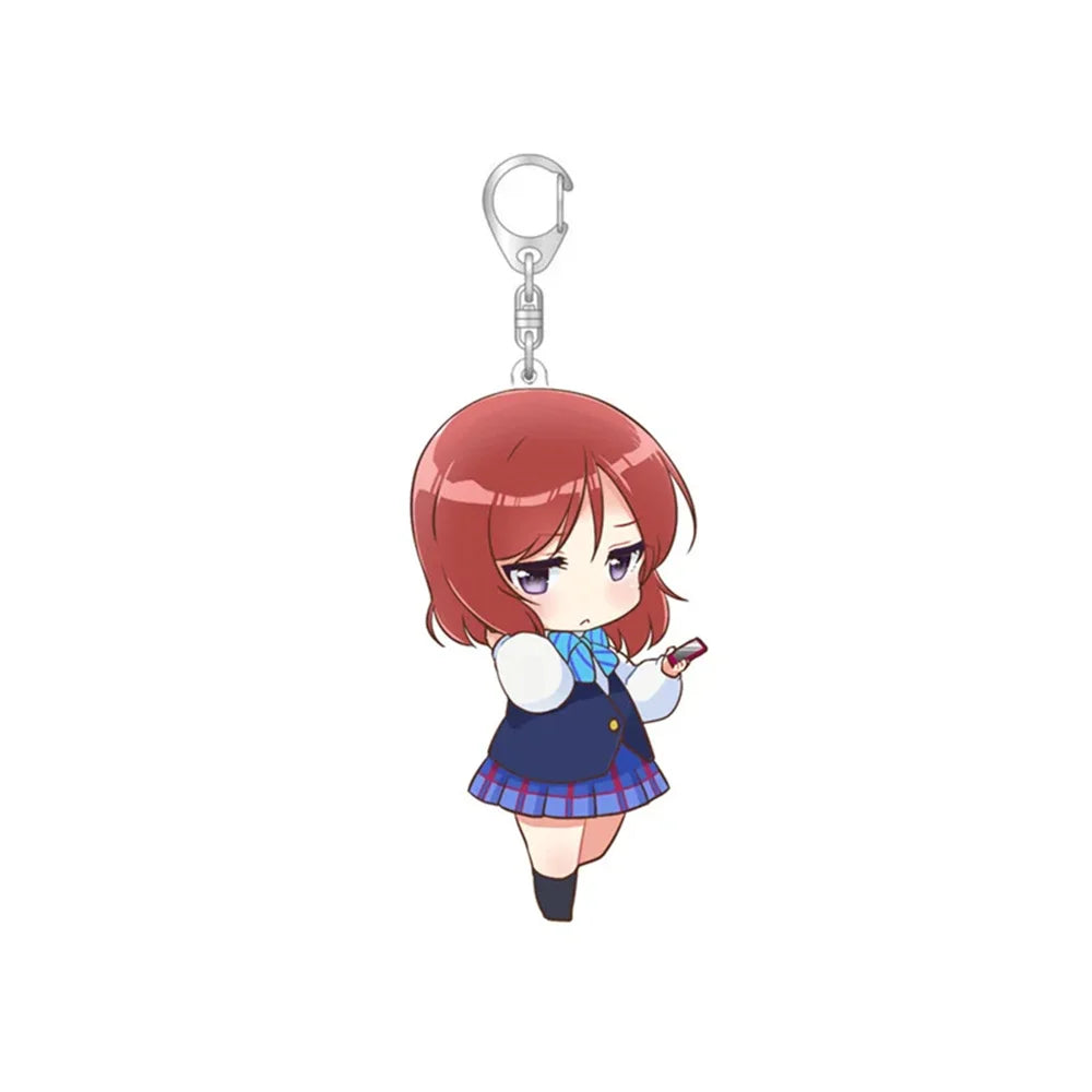 6CM Anime Love Live Keychain Kotori Minami Nico Yazawa Girl Figure Acrylic Pendant Key Ring Holder Accessories for Otaku Gift