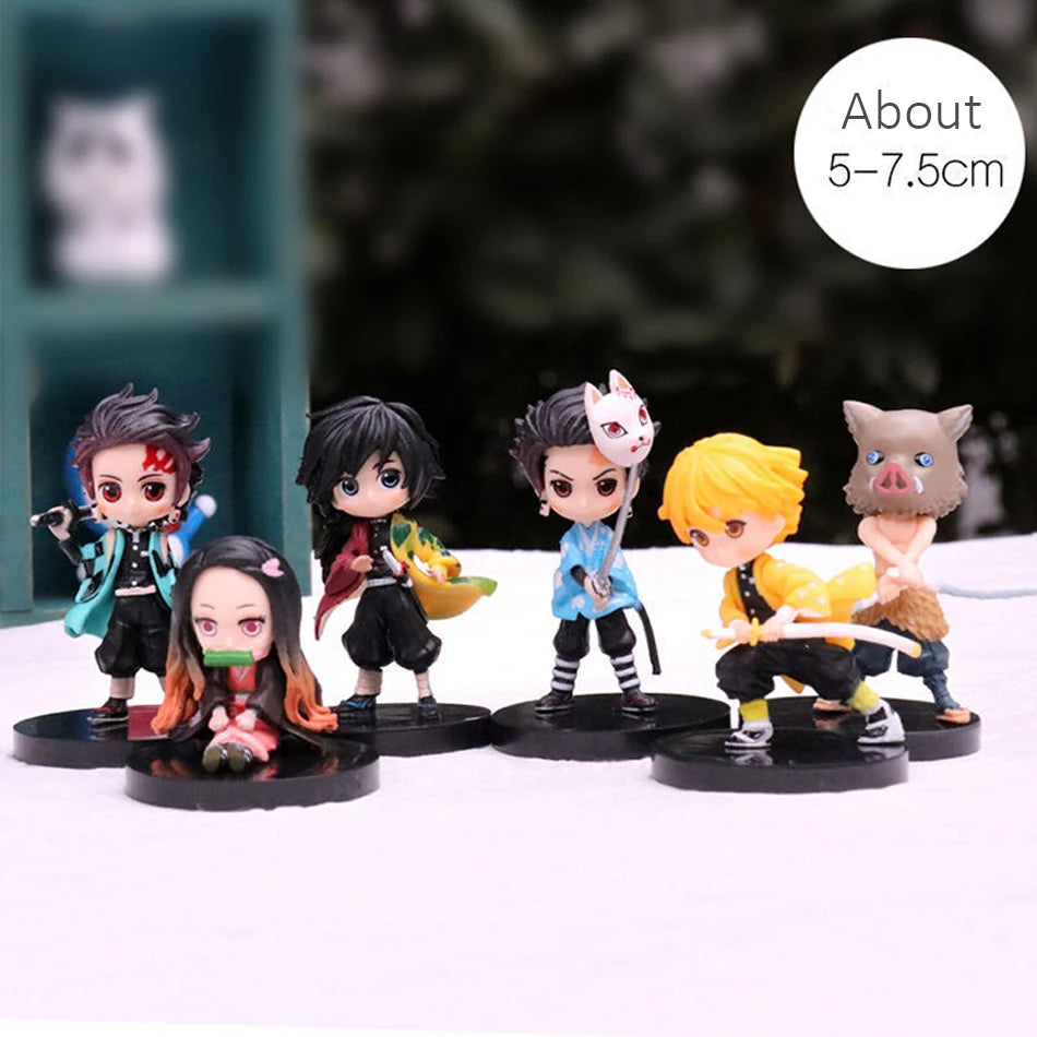 Q Posket Figure Wholesale Demon Slayer Mini Figurine 5Pcs 10Pcs 12Pcs 15Pcs Sets Kimetsu No Yaiba Small PVC Dolls Desktop Decora