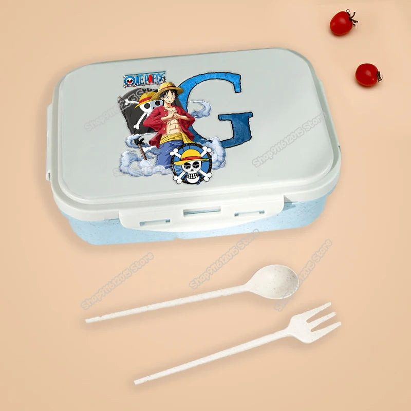 One Piece Luffy Letter Lunch Box Portable Kids Separated Bento Box Anime Cartoon Leakproof Food Container Microwave Dinnerware