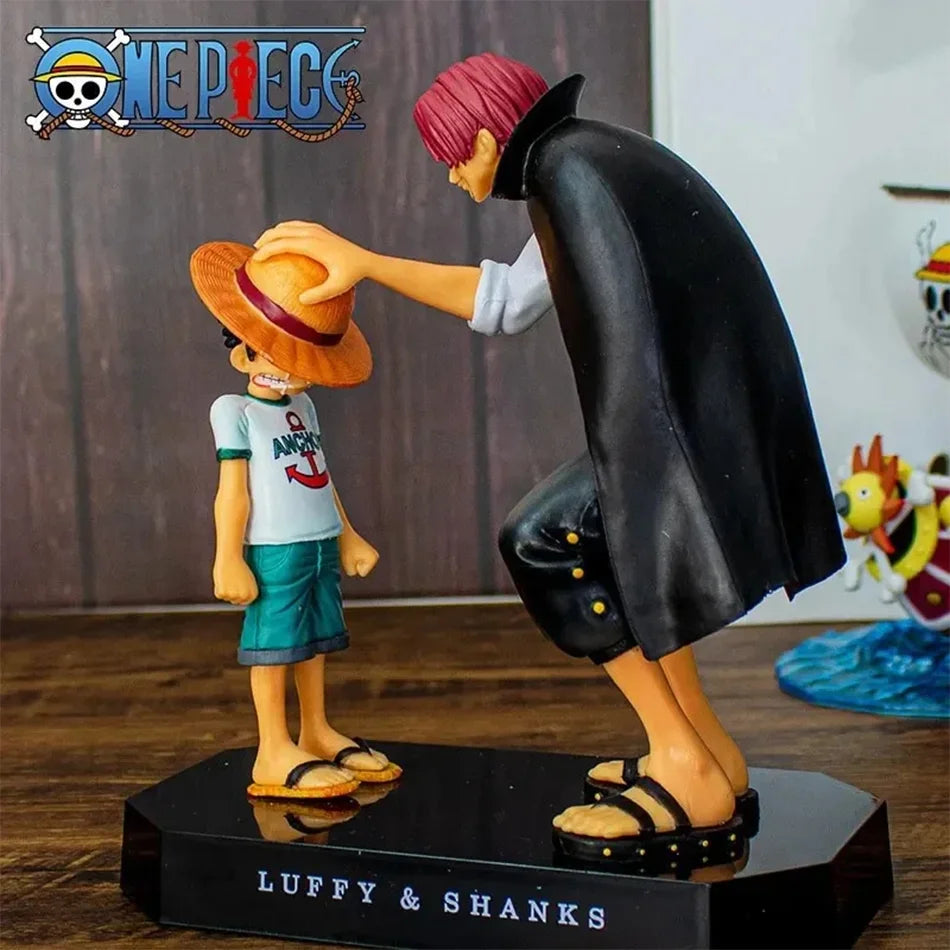 18cm Anime Figure One Piece Luffy Four Emperors Shanks Straw Hat Luffy Action Figure Monkey D Luffy Collection Model Doll Toys