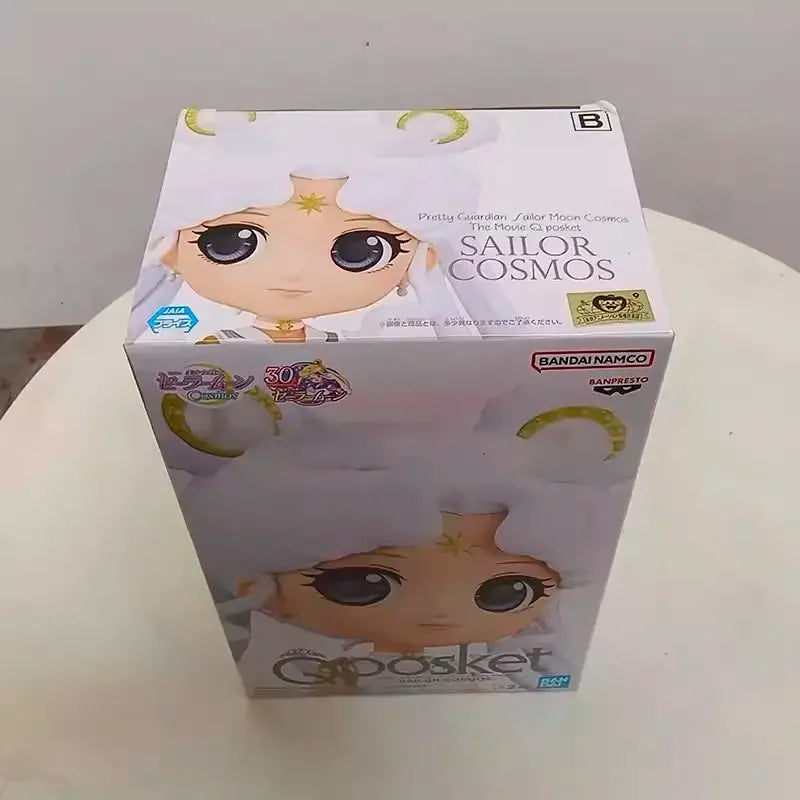 Original Bandai Sailor Moon Figure Q Posket Tsukino Usagi Cosmos Princess Ver Collection Customization Model Action Figurine