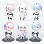 6pcs/set Re:life in a different world from zero Ram Rem Emilia Cute  Figure Toys for Girls