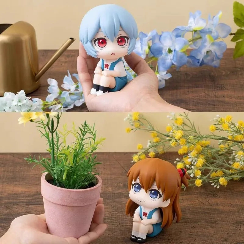 9cm Evangelion Rei Anime Figure Ayanami Rei Asuka Action Figure Q Version Cute Toys Model Collectible Car Desktop Ornament Gift