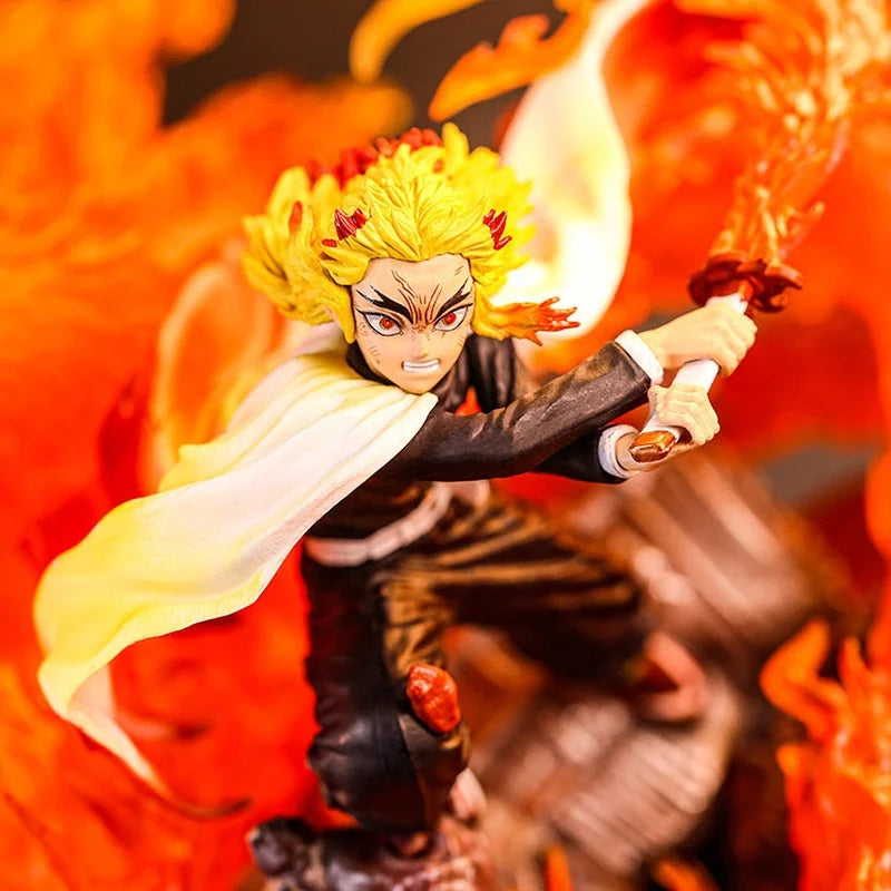 Demon Slayer Rengoku Kyoujurou Agatsuma Zenitsu Kochou Shinobu Multi Headed Carving Garage Kit Decorative Desktop Ornament Model